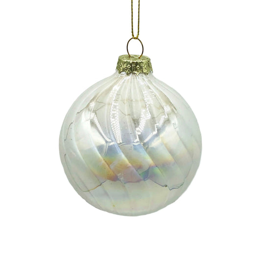 Weihnachtskugel Glas Pearl White – Edler Christbaumschmuck 8 cm