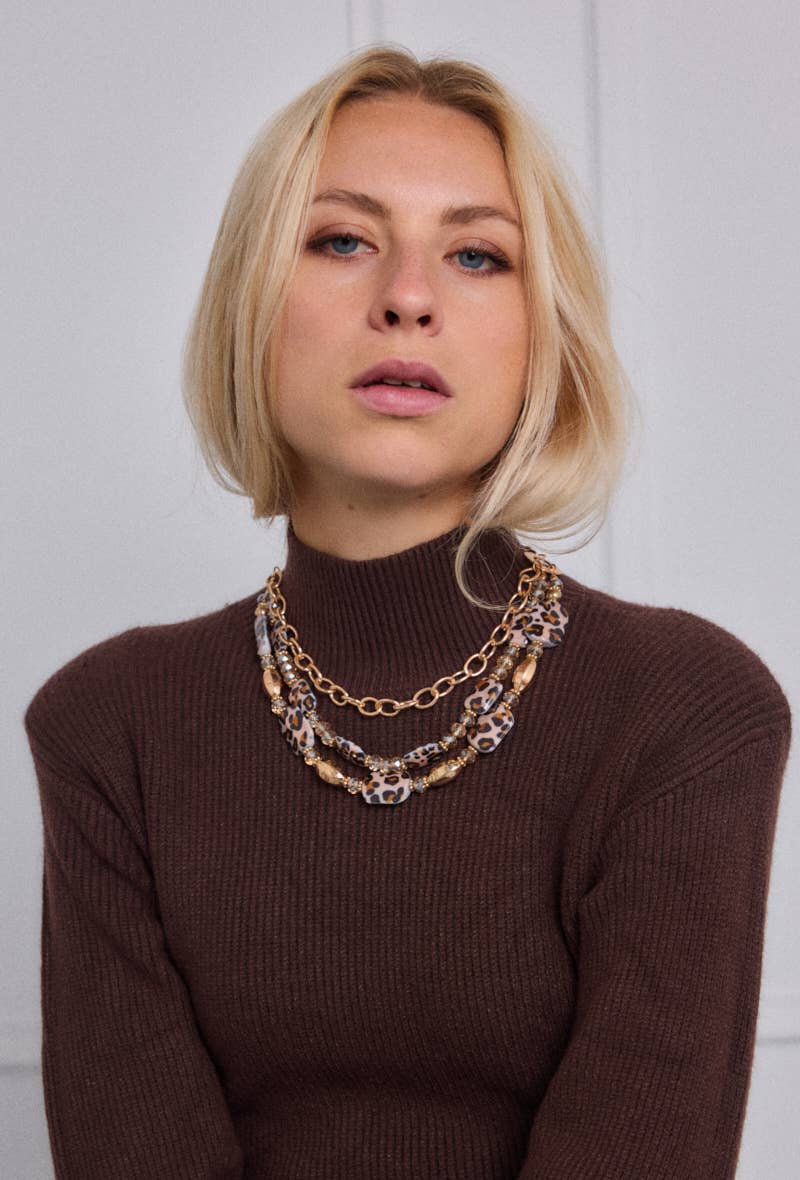 Statement-Halskette „Leoprint & Gold“ – ausdrucksstark & einzigartig Halskette Das Zierwerk