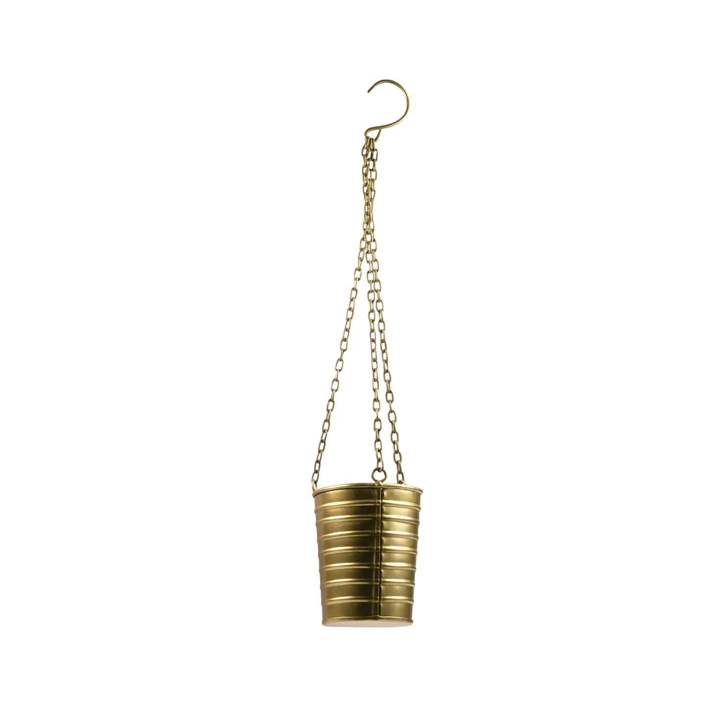 Hängevase im Industriestil – Metallvase mit Kette in Goldoptik
