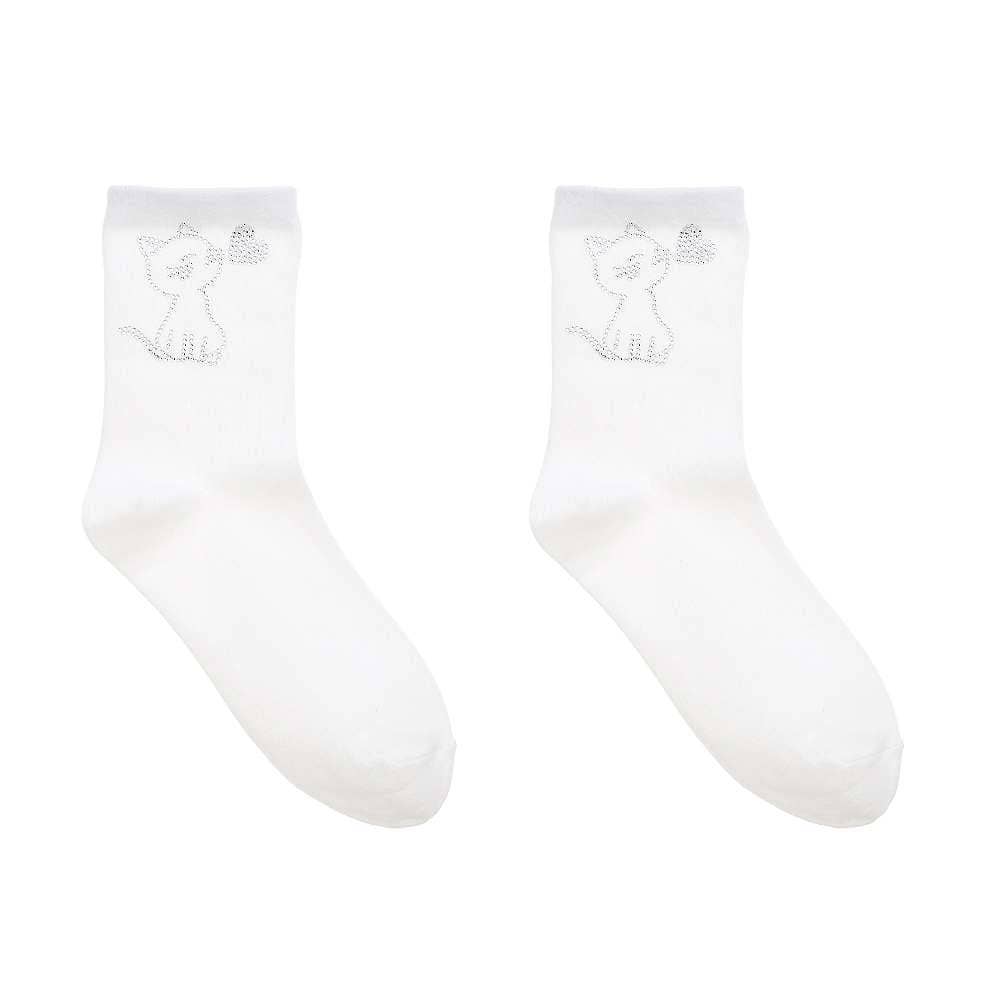 Trendige Socken mit Katzenmotiv – Weiß