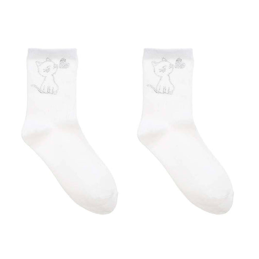 Trendige Socken mit Katzenmotiv – Weiß