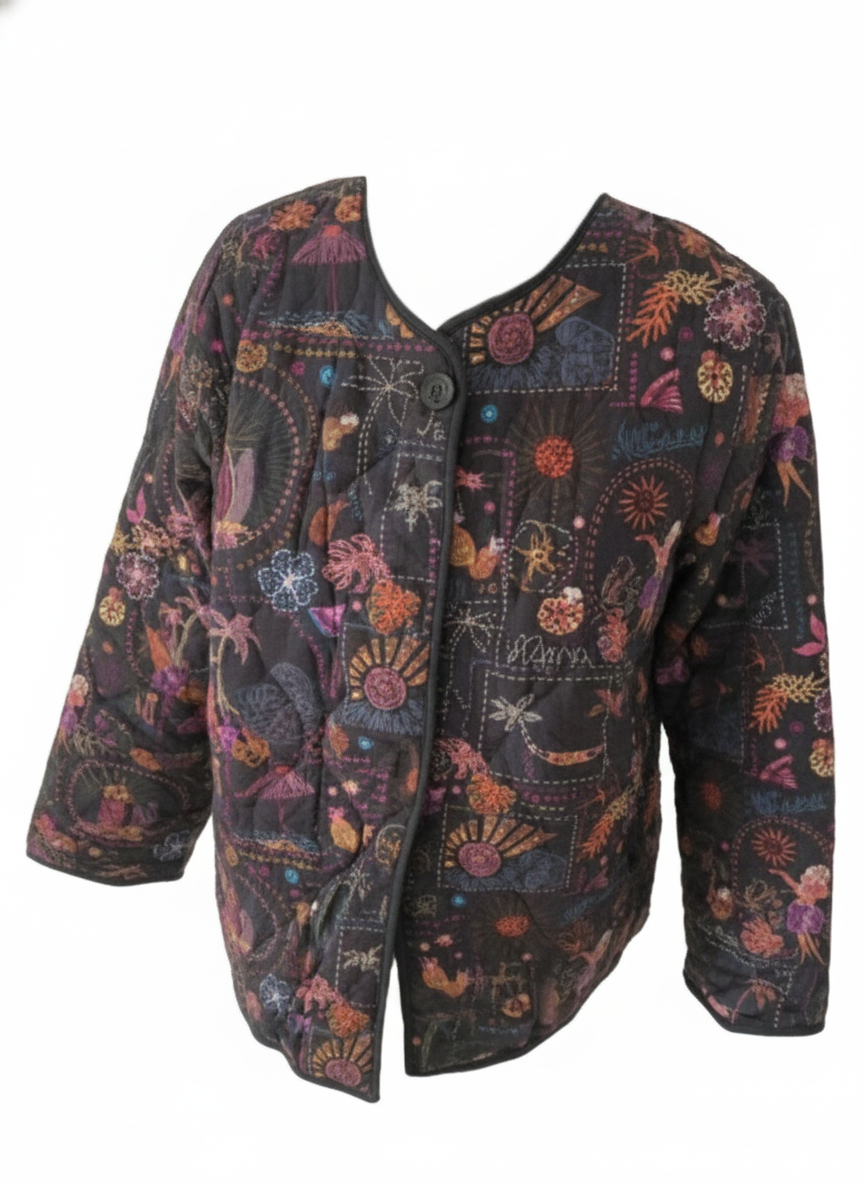 Gesteppte Baumwolljacke „Aloha“ – schwarz bunt