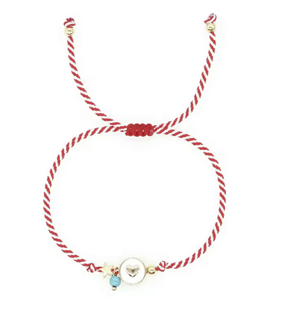Armband mit Herz, Stern & Türkisperle – verstellbar
