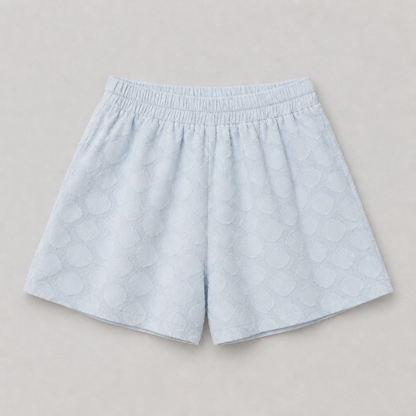 Strukturierte Baumwoll-Shorts in Hellblau – Lurex-Details & leichter Sommerkomfort