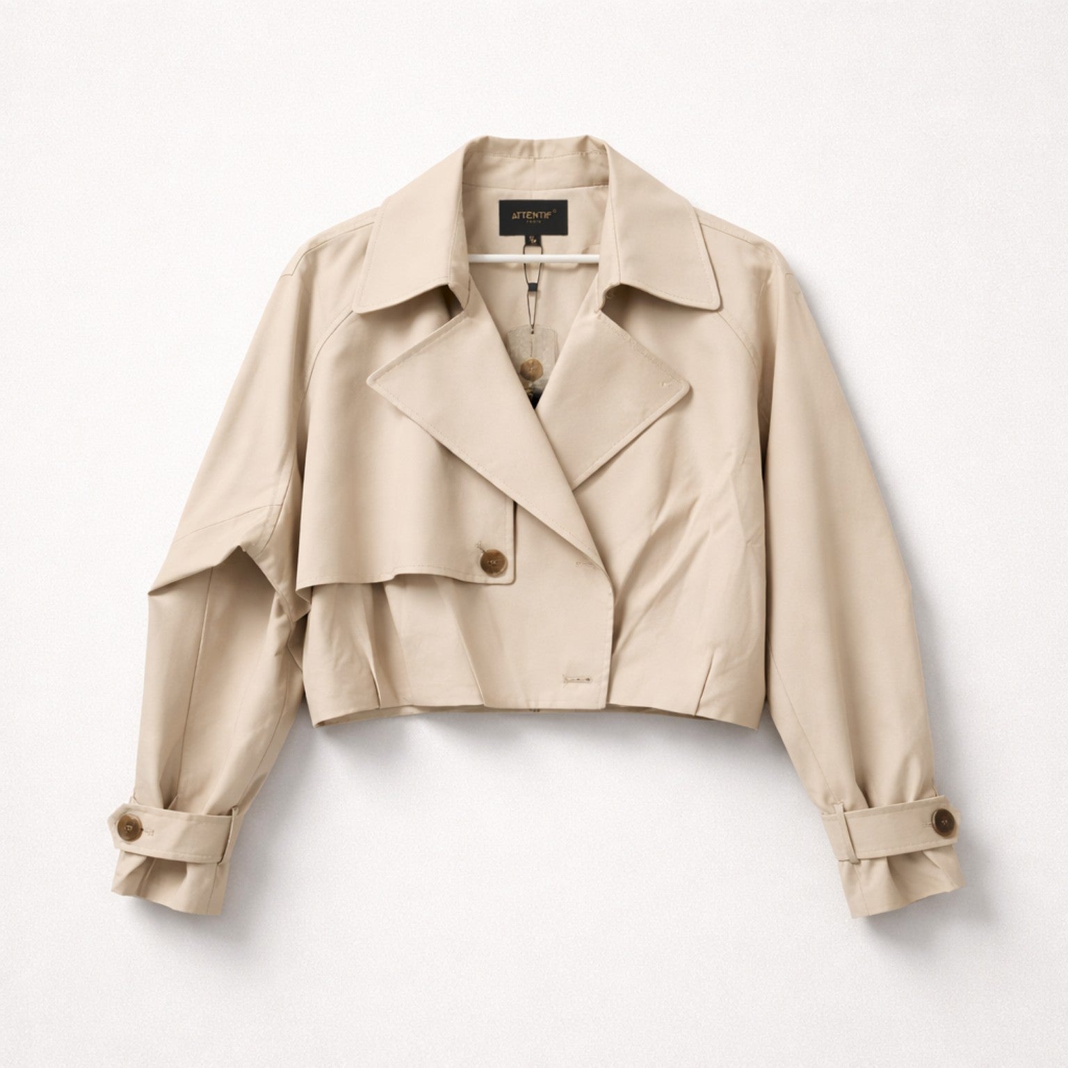 Cropped Trenchcoat Beige – kurze Damenjacke S/M Jacke Attentif