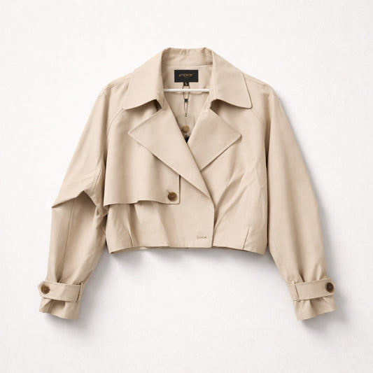 Cropped Trenchcoat Beige – kurze Damenjacke S/M Jacke Attentif