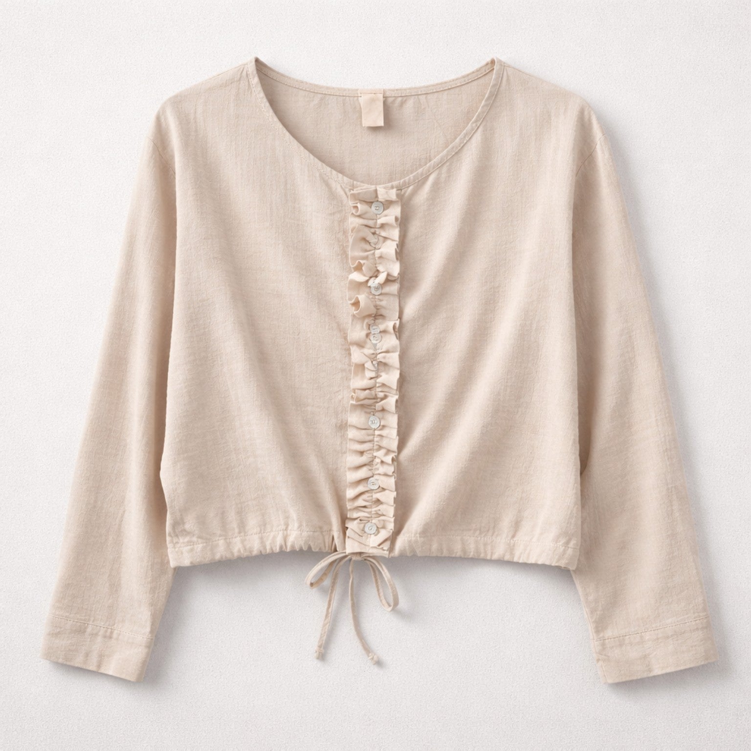 Leichte Rüschenbluse in Beige – Made in Italy Bluse Das Zierwerk
