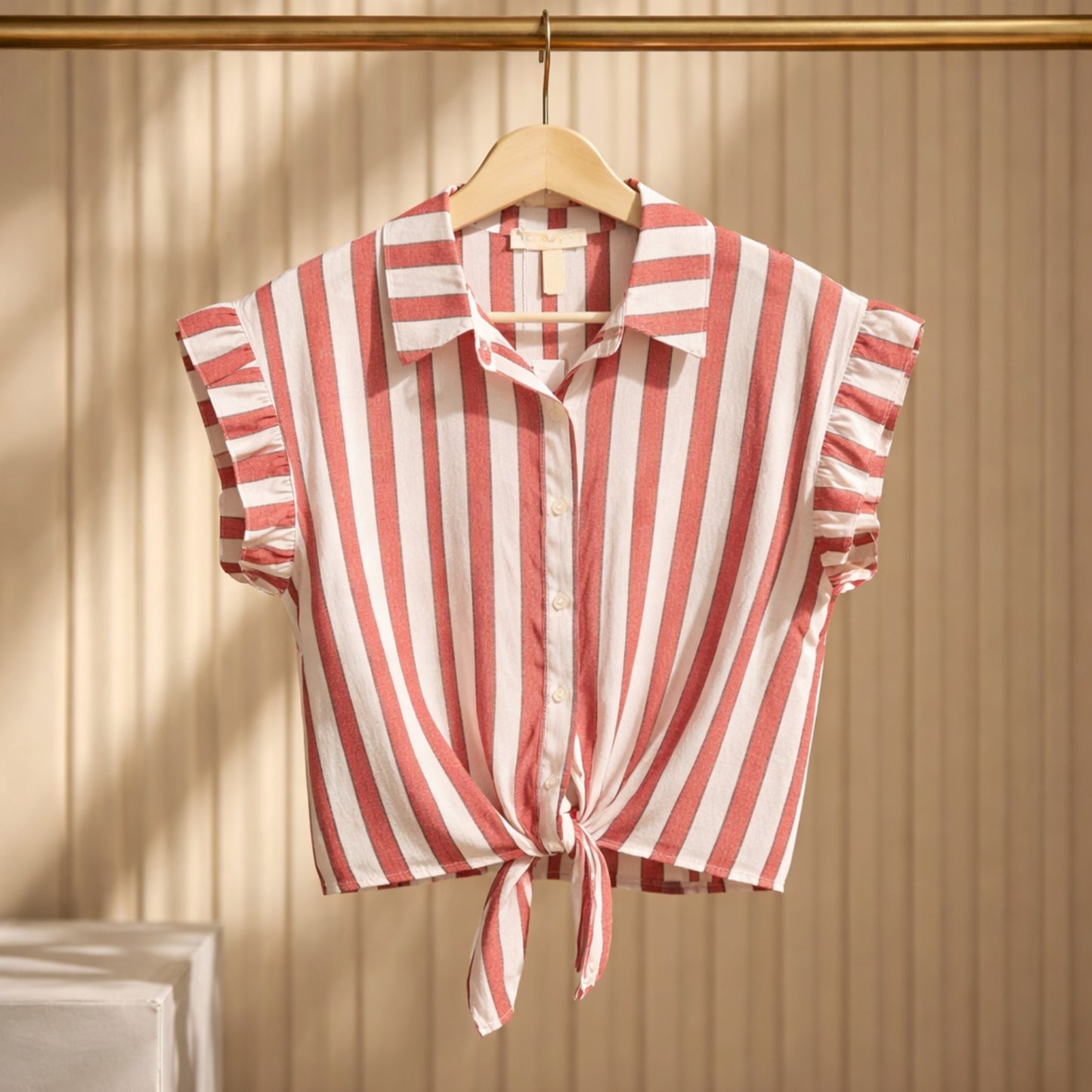 Sommerliche Bluse mit Streifenmuster – Viskose & Leinen Made in Italy Bluse V. Milano