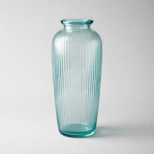 Große Glasvase aus recyceltem Glas – 72 cm Statement-Vase in Aquagrün Vase Das Zierwerk
