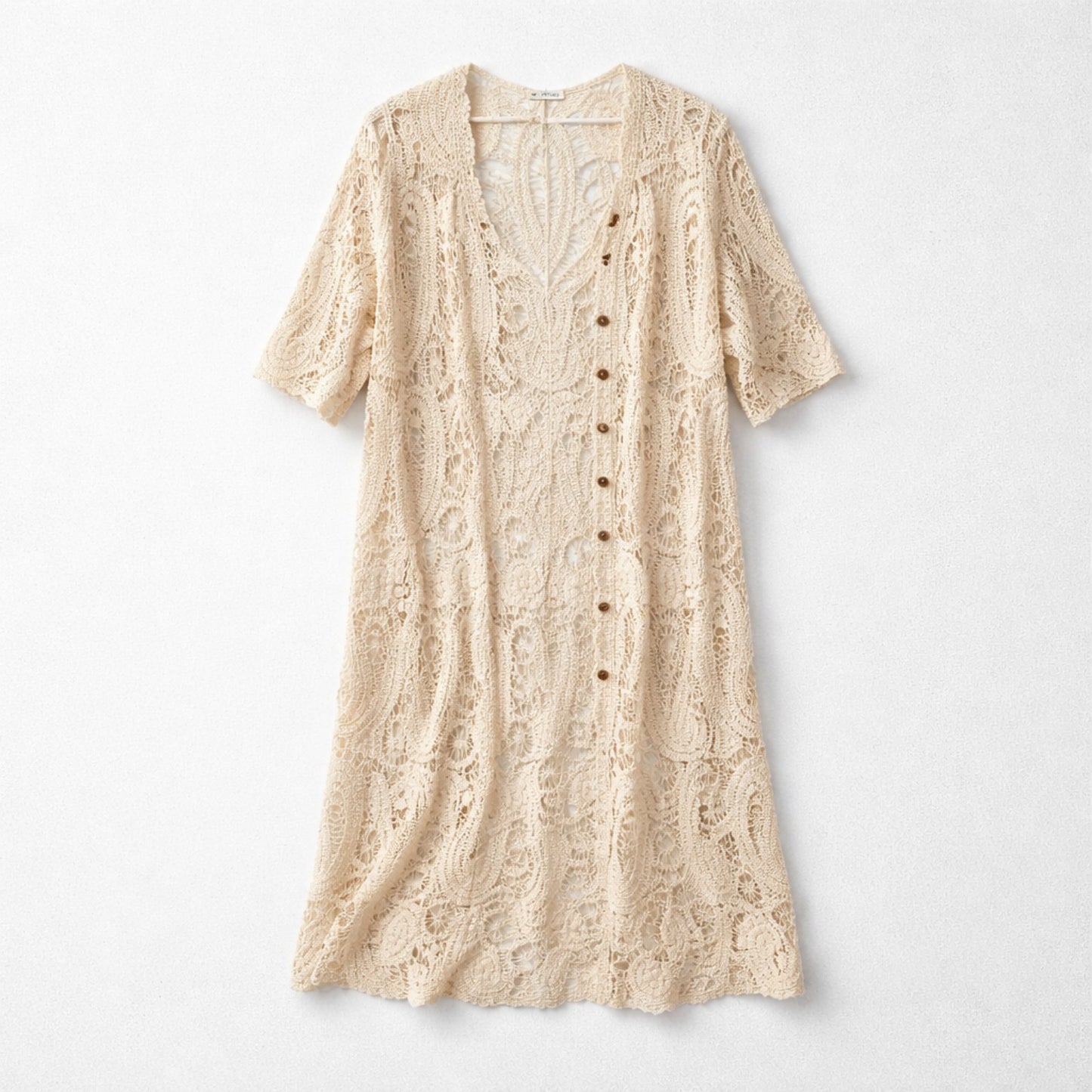 Boho Spitzenjacke aus Baumwolle in Creme