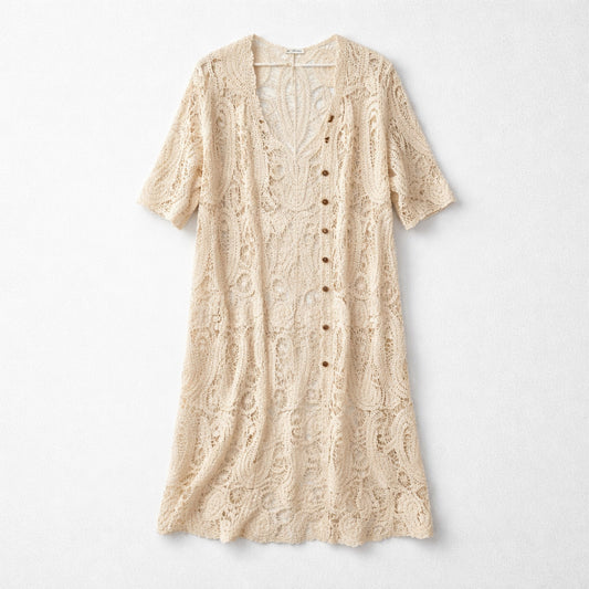 Boho Spitzenjacke aus Baumwolle in Creme Strickjacke Das Zierwerk