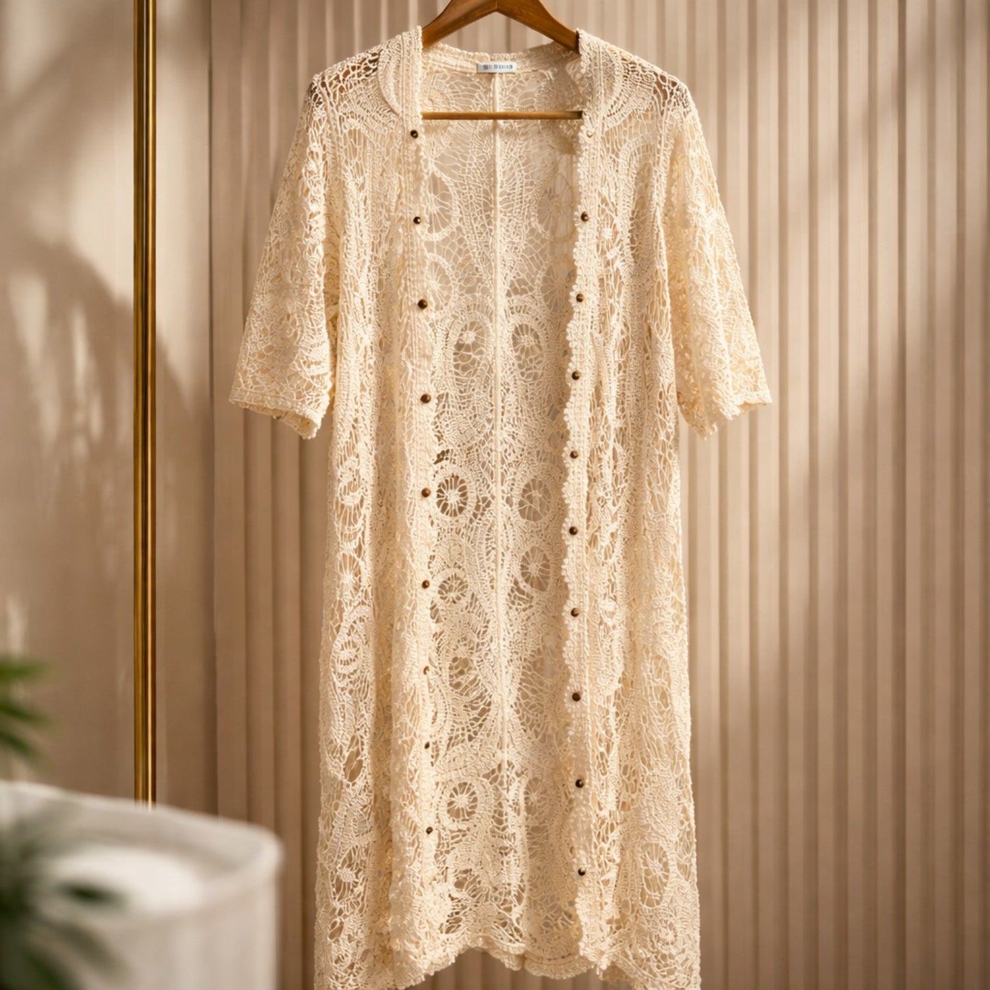 Boho Spitzenjacke aus Baumwolle in Creme
