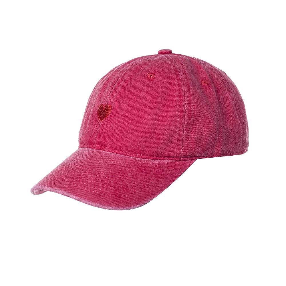 Stylische Kappe in Rot-Pink – lässig, modern & mit Herz-Stickerei Mütze Das Zierwerk