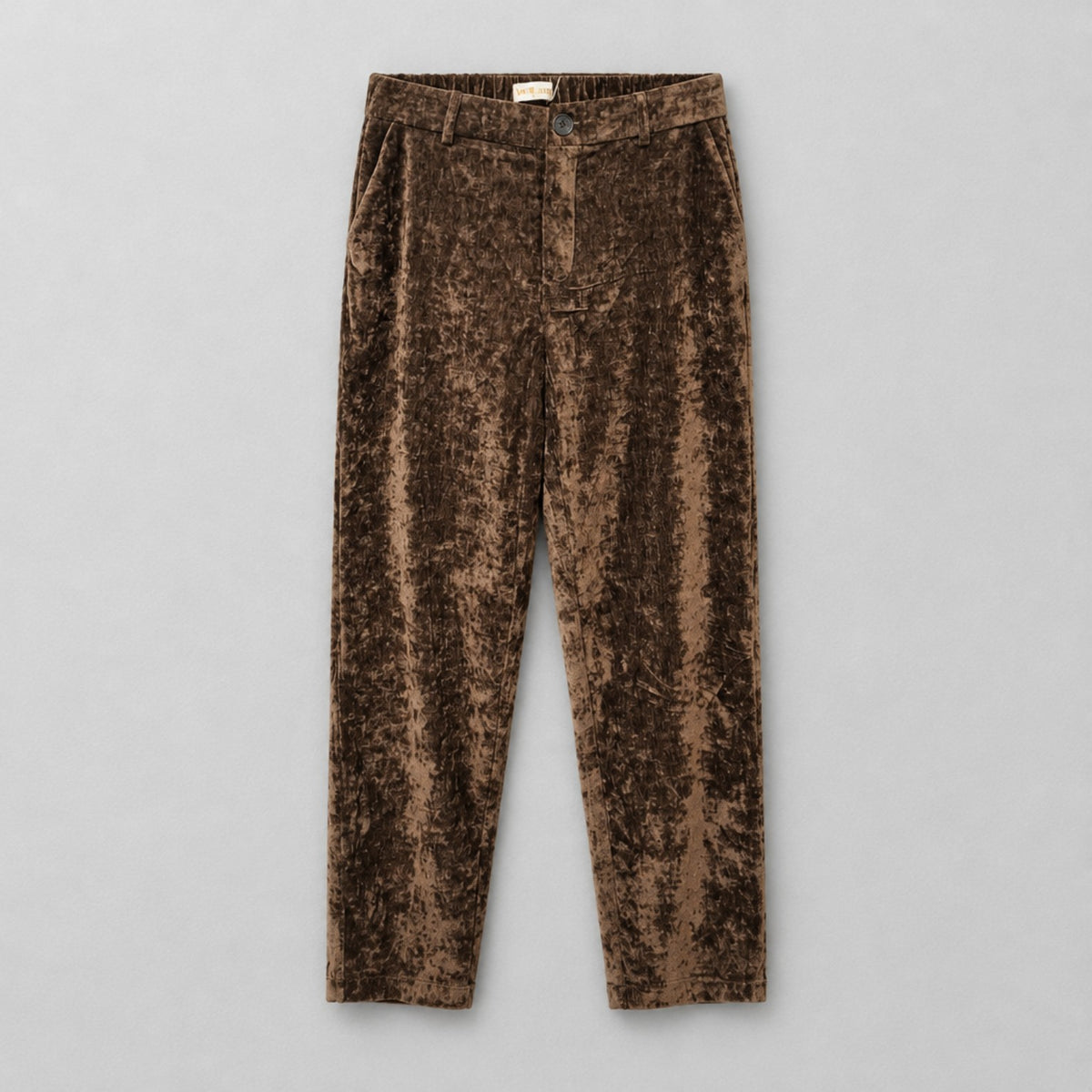 Damen-Samthose in Braun – Elegante Hose in Crushed-Velvet-Optik | One Size Hose V. Milano