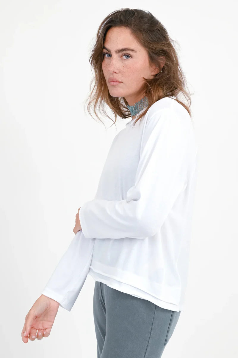 Langarmshirt „Maybell“ – Modernes Longsleeve mit Blusen-Detail (XS) Shirt Love Joy Victory