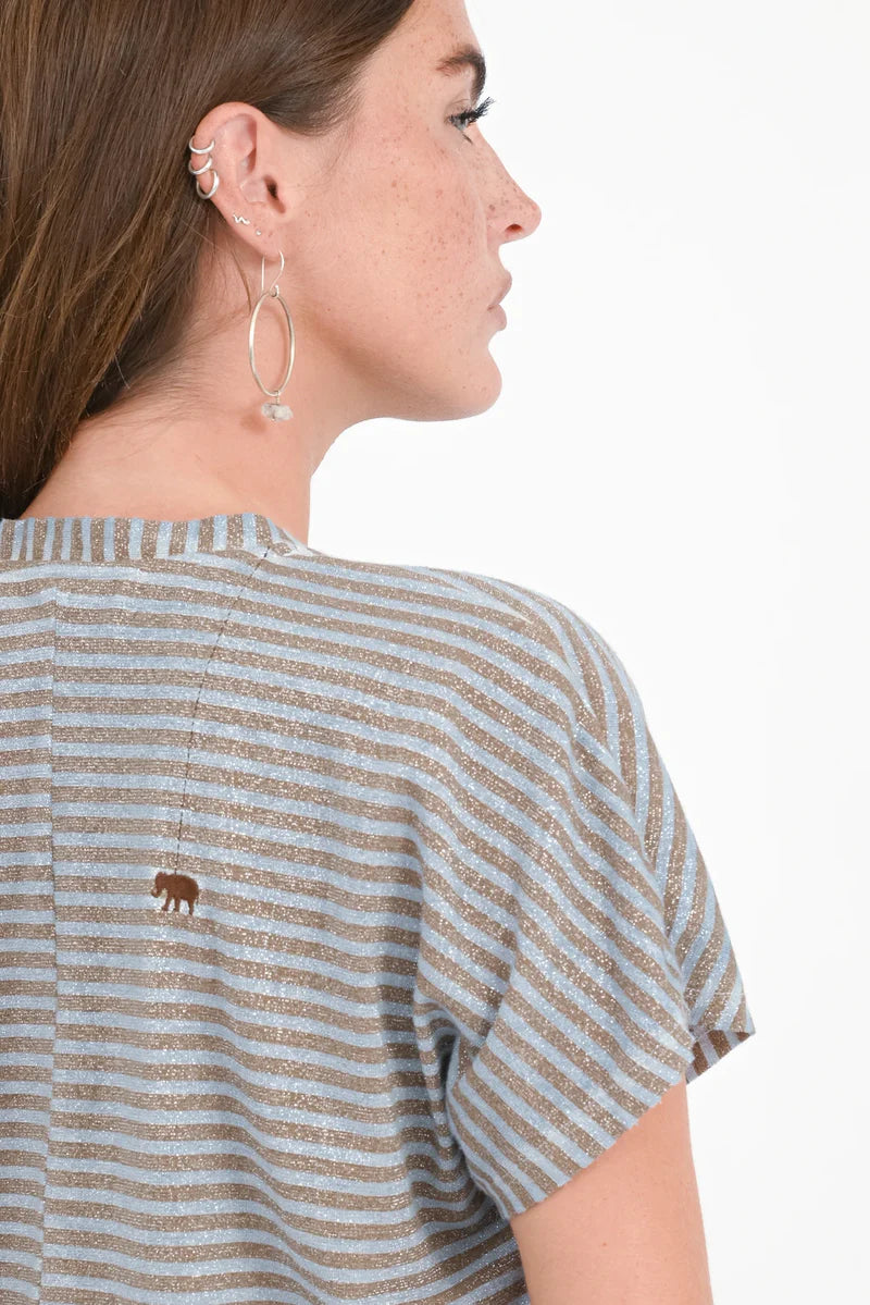 T-Shirt „Pamayu“ – Lurex & Streifen für lässigen Glanz (M) Shirt Love Joy Victory