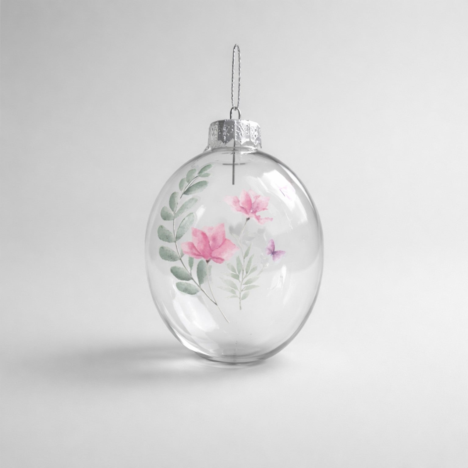 Kleines Glas Osterei mit Blumenmotiv – dekorativer Osteranhänger Deko Das Zierwerk