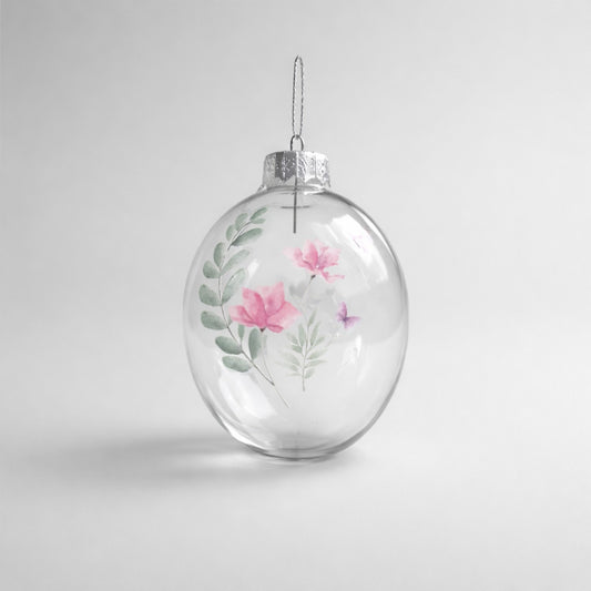 Kleines Glas Osterei mit Blumenmotiv – dekorativer Osteranhänger Deko Das Zierwerk