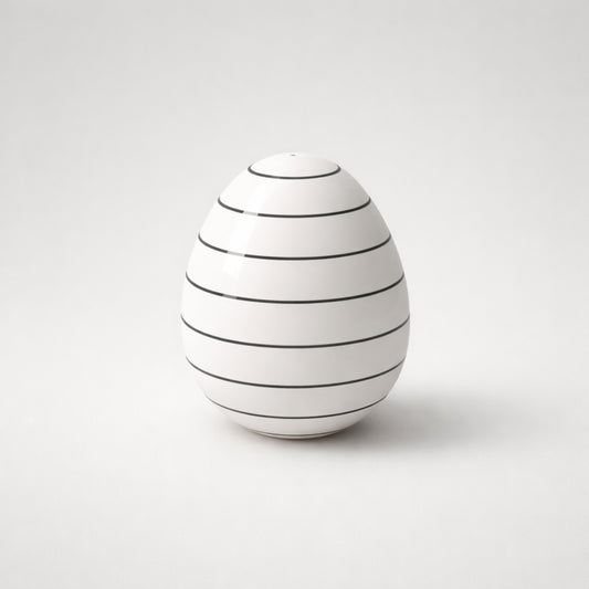 Deko-Ei klein – Weiß mit feinen schwarzen Linien Deko Das Zierwerk