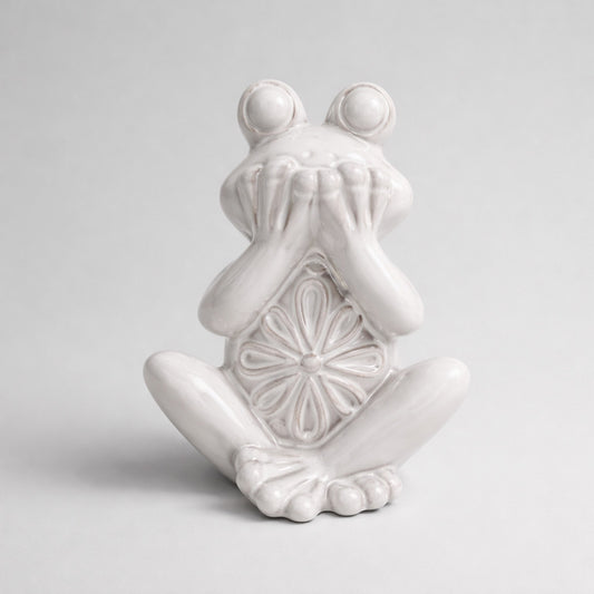 Deko Frosch Figur – Keramik Frosch in Creme als stilvolle Wohnaccessoire Deko Gilde