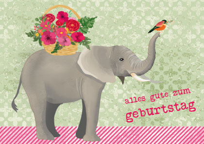 Postkarte – Toni Starck – Birthday Elefant Karte Toni Starck
