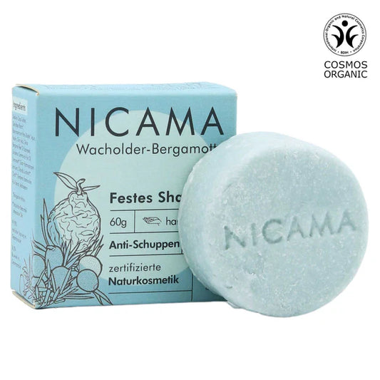 NICAMA Festes Shampoo Wacholder-Bergamotte | Anti-Schuppen Naturkosmetik