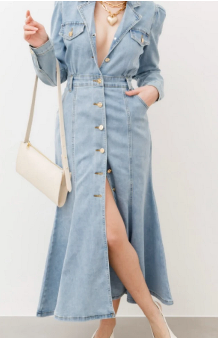 Jeans-Maxikleid mit Knopfleiste – feminin, modern & zeitlos Kleid Das Zierwerk