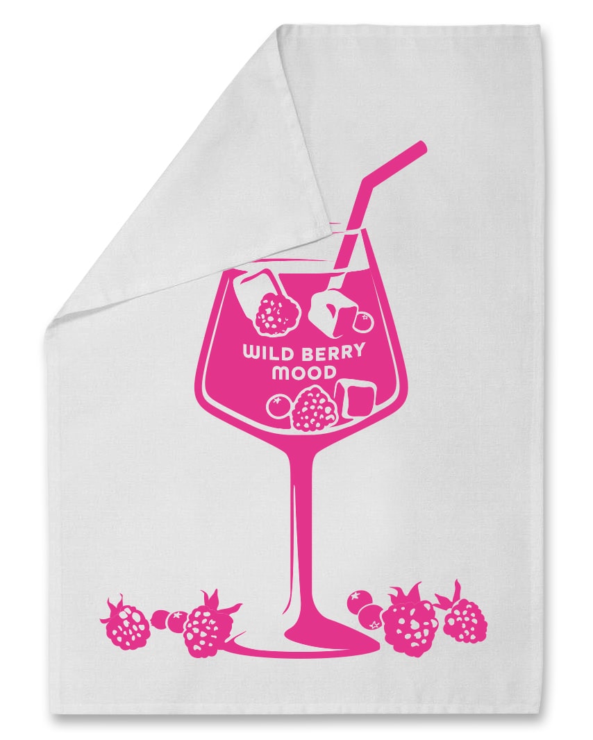 Geschirrtuch „Wild Berry Mood“ – modernes Küchentuch mit fruchtigem Neonprint Geschirrtuch Das Zierwerk