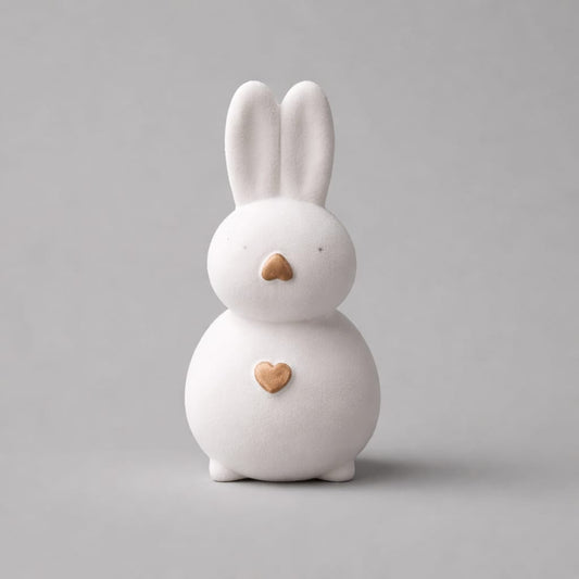 Deko-Hase Weiß mit goldenen Details – zarte Osterfigur im modernen Look Deko Das Zierwerk