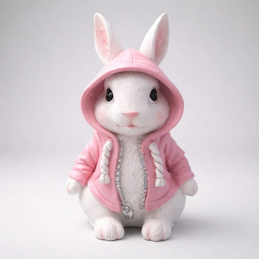 Deko-Hase „Easter Wishes“ – Hasenfigur mit rosa Jacke Deko Das Zierwerk