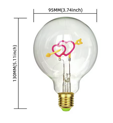 Vintage LED-Dekobirne G95 „Herz mit Amors Pfeil“ – 3W dimmbar