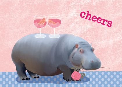 Postkarte „Hippo Cheers“ – Toni Starck Karte Toni Starck