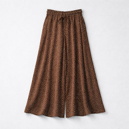Weite Viskosehose in Braun mit Polka Dots – luftig & stilvoll Hose Das Zierwerk