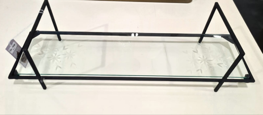 Kerzenhalter mit Glasplatte & Gravur – Schwarz, 45 cm
