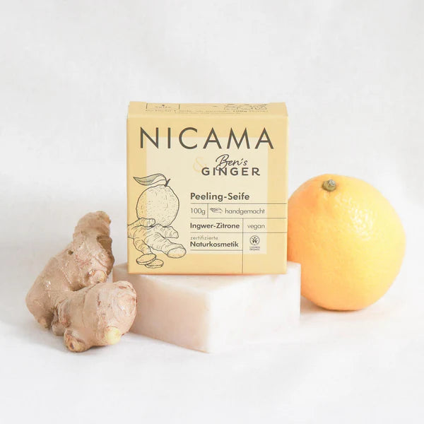 NICAMA Peeling-Seife Ingwer-Zitrone | Handgemachte Naturkosmetik
