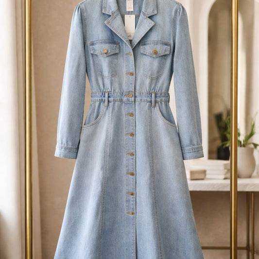 Jeans-Maxikleid mit Knopfleiste – feminin, modern & zeitlos Kleid Das Zierwerk