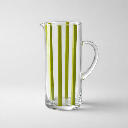 Glaskaraffe „Green Stripes“ – moderne Karaffe mit Streifendesign Kanne Das Zierwerk