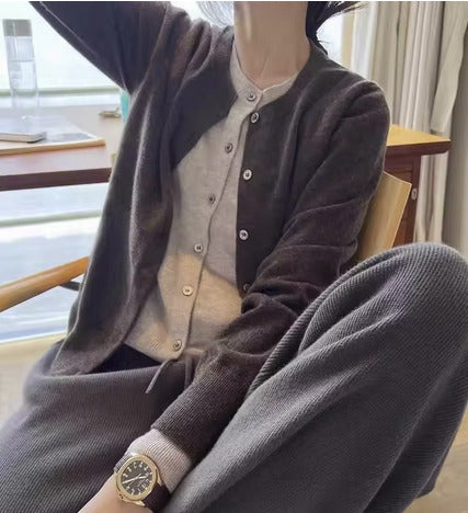 2-in-1 Patchwork Kaschmir-Strickjacke – 100% Cashmere (Größe S) Jacke Das Zierwerk