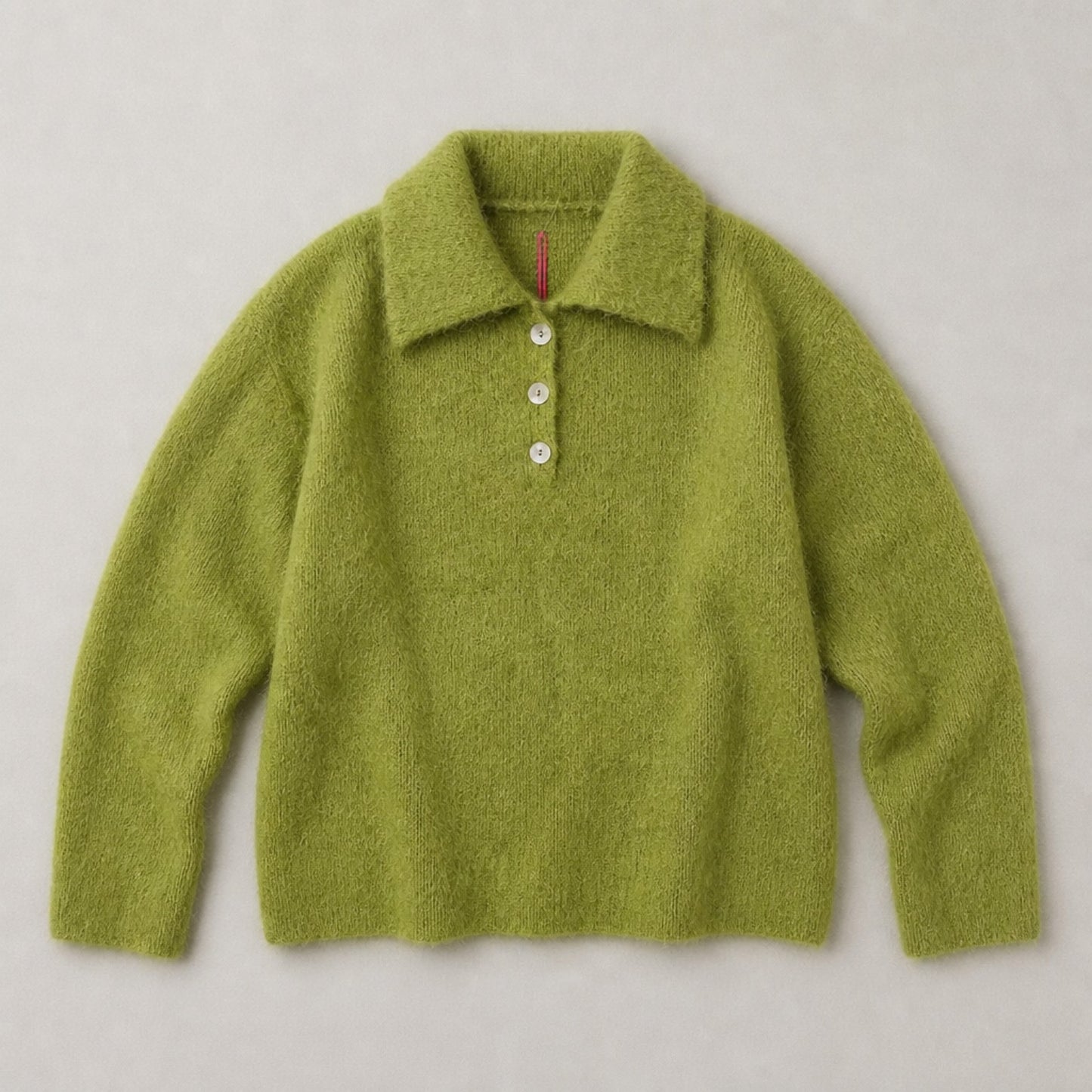 Kid-Mohair Pullover mit Polokragen – Grün Pullover Das Zierwerk