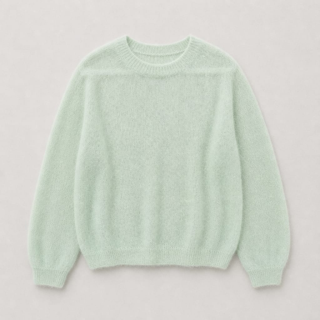 Kid-Mohair-Pullover in Mint – Flauschig, leicht & Made in Italy