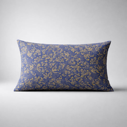 Handgemachtes Kissen – Blau & Gold (ohne Inlett) Kissen Das Zierwerk