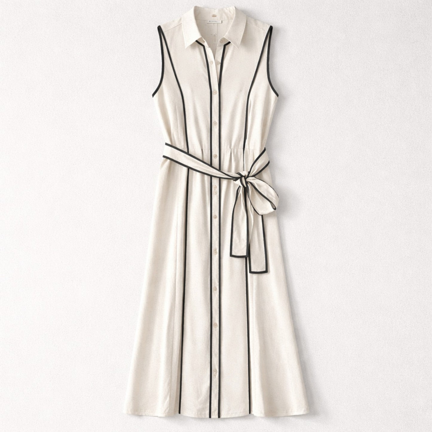 Ärmelloses Leinen-Baumwollkleid mit Bindegürtel – elegant & zeitlos Kleid Das Zierwerk