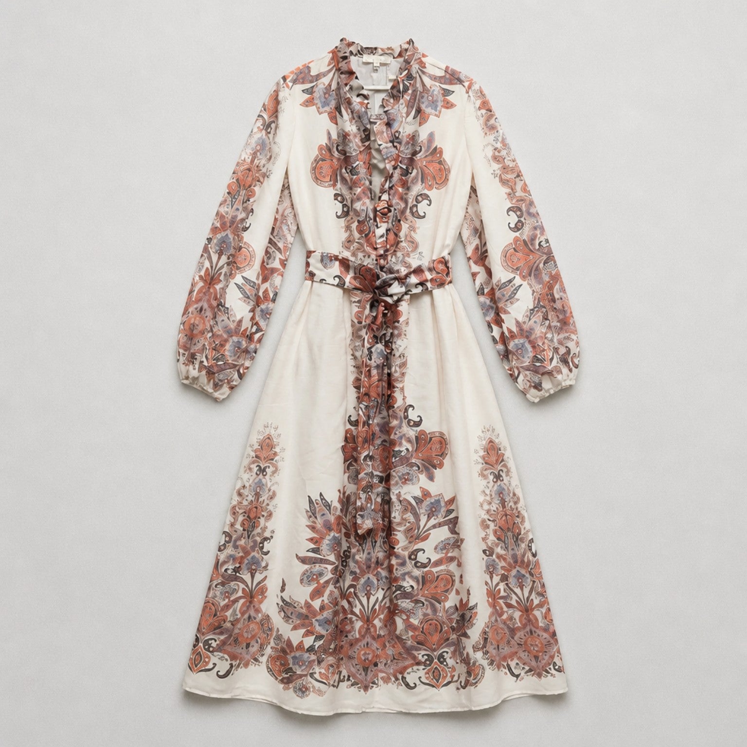 Damen Maxikleid mit Paisley-Print – Baumwolle & Leinen | Größe M/L Kleid Das Zierwerk