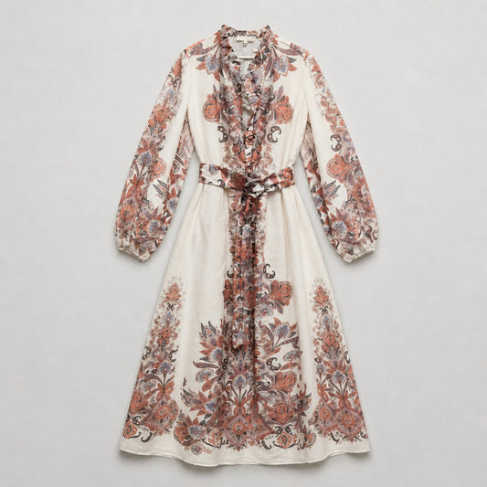 Damen Maxikleid mit Paisley-Print – Baumwolle & Leinen | Größe M/L Kleid Das Zierwerk