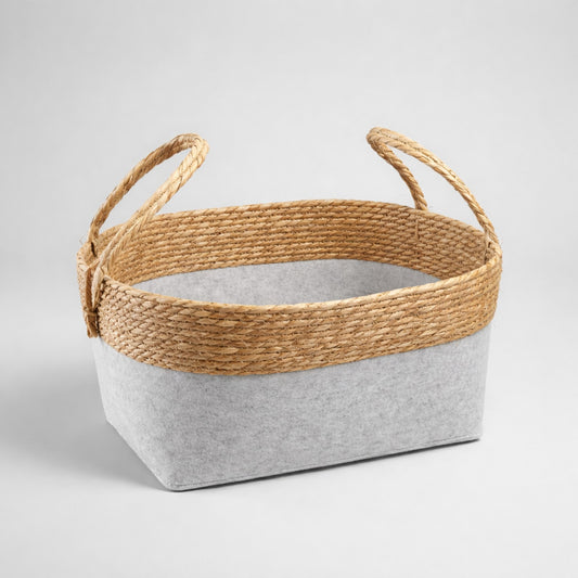 Aufbewahrungskorb mit Filz & Flechtoptik (klein) – natürlich & stilvoll organisiert Korb Gilde