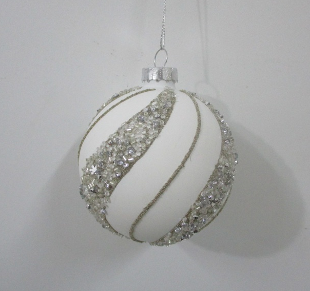 Glaskugel Cream-Silver – Ø 10 cm Baumschmuck Das Zierwerk