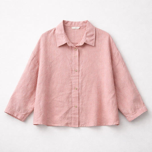 Rosa Leinenbluse – Oversize Hemdbluse Made in Italy Bluse V. Milano