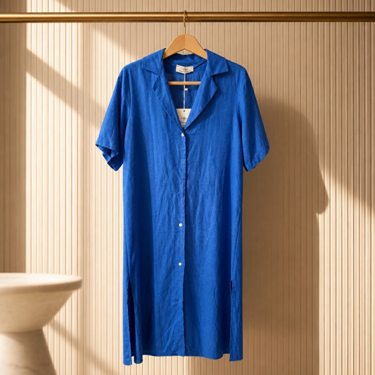 Leinenkleid in Royalblau – Made in Italy Kleid Das Zierwerk