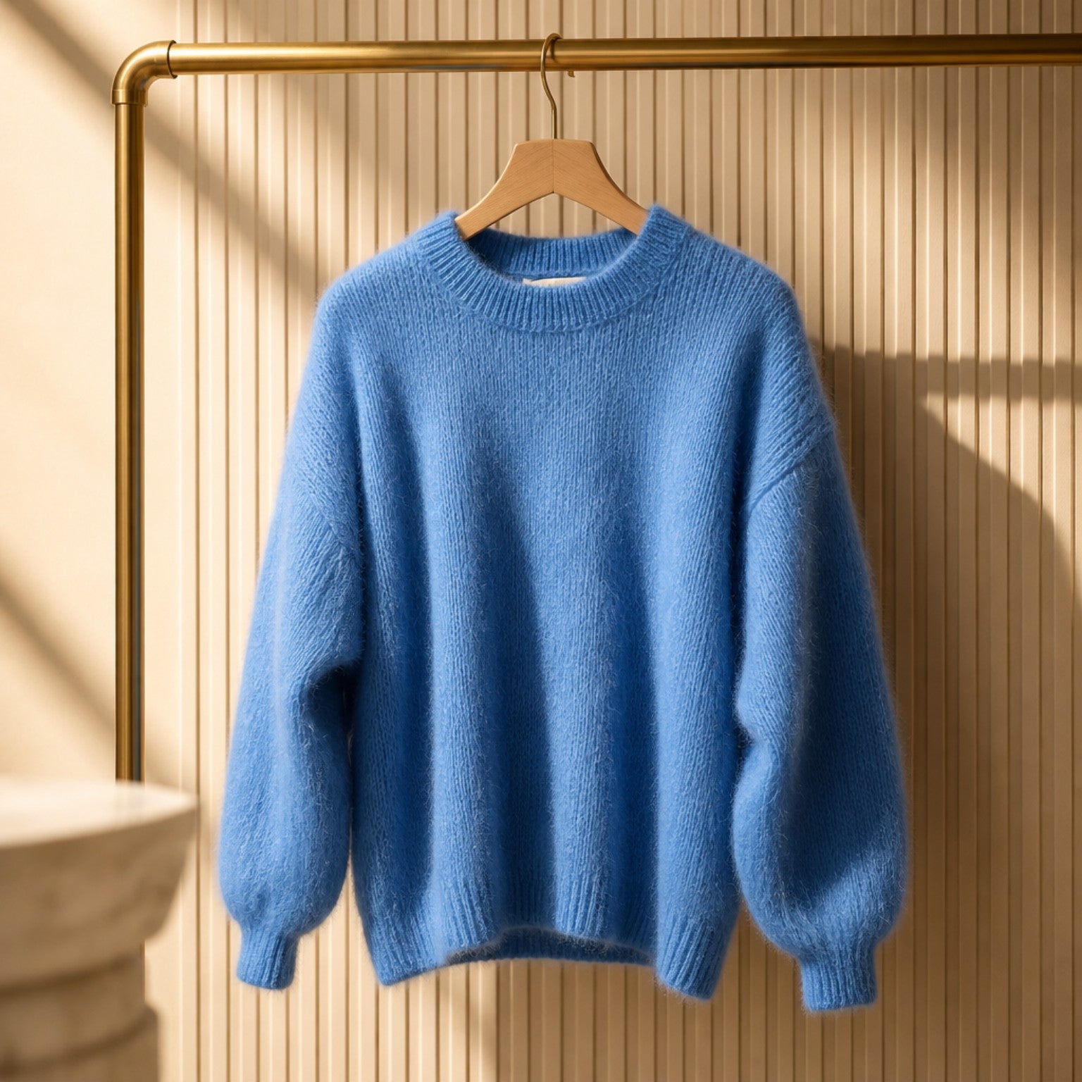 Mohair-Pullover in leuchtendem Blau – Made in Italy Pullover V. Milano