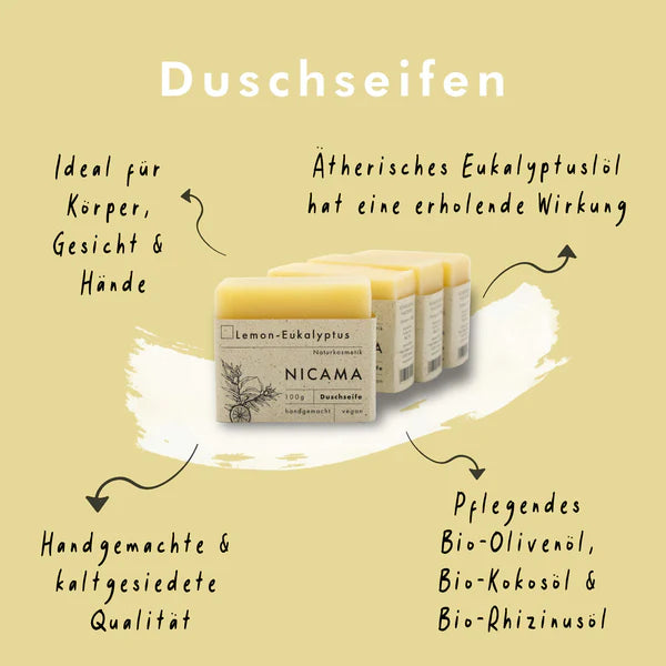 NICAMA Dusch-Seife Lemon-Eukalyptus | Handgemachte Naturkosmetik